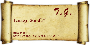 Tassy Gerő névjegykártya